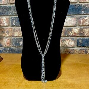 Vintage 4 strand mixed metal chains necklace with tassel